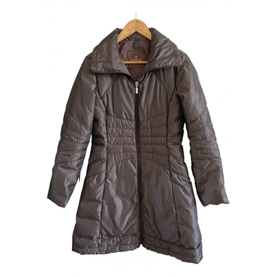 Pre-owned Moncler Long Puffer In Burgundy