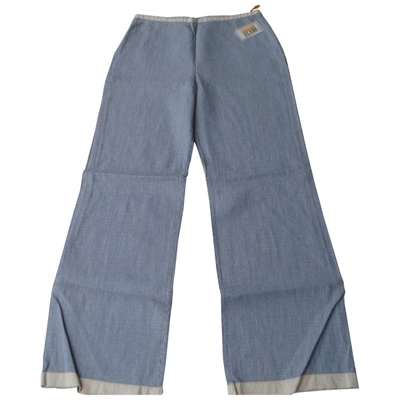 Pre-owned Georges Rech Linen Large Pants In Blue