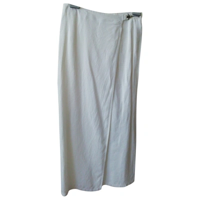 Pre-owned Strenesse Linen Maxi Skirt In White