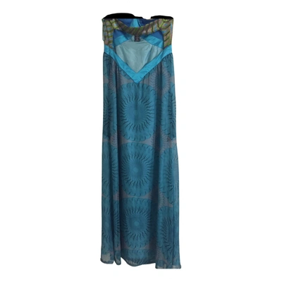 Pre-owned Custo Barcelona Silk Dress In Turquoise