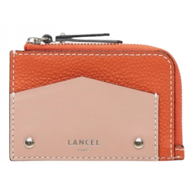Pre-owned Lancel Enveloppe Leather Purse In Orange