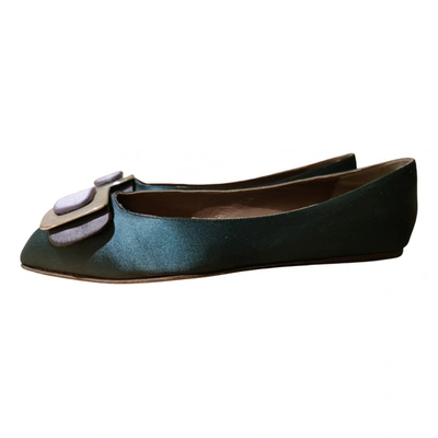 Pre-owned Marni Cloth Ballet Flats In Green