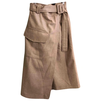 Pre-owned Attic And Barn Wool Mid-length Skirt In Beige
