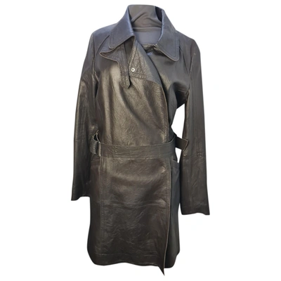 Pre-owned Max & Co Leather Coat In Brown