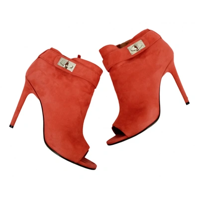 Pre-owned Givenchy Shark Open Toe Boots In Red