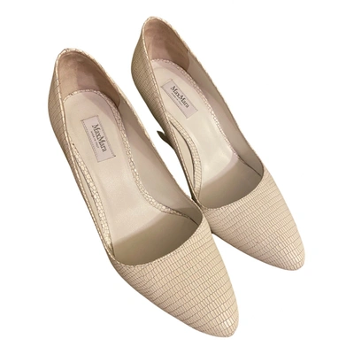 Pre-owned Max Mara Leather Heels In White