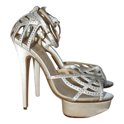 Pre-owned Charlotte Olympia Cloth Sandals In Ecru