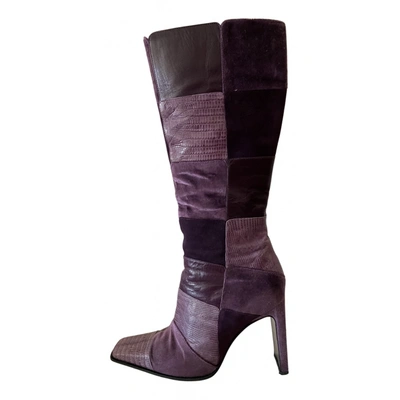 Pre-owned Casadei Leather Boots In Purple