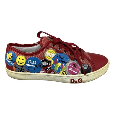 Pre-owned D&g Cloth Trainers In Red