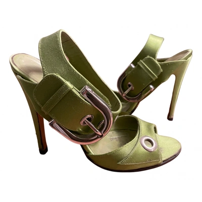 Pre-owned Manolo Blahnik Cloth Sandals In Green