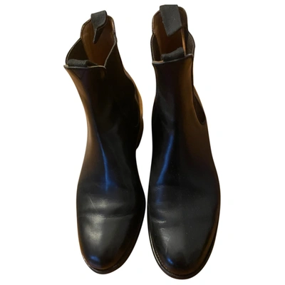 Pre-owned Jm Weston Leather Ankle Boots In Black