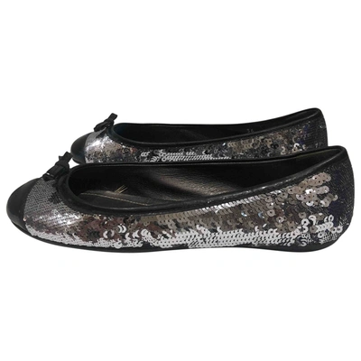 Pre-owned Carshoe Glitter Ballet Flats In Silver
