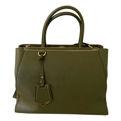 Pre-owned Fendi 2jours Leather Handbag In Green