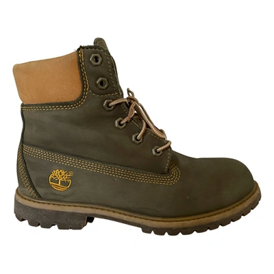 Pre-owned Timberland Leather Ankle Boots In Green