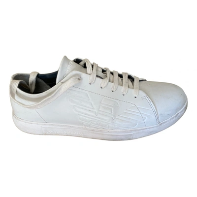 Pre-owned Emporio Armani Leather Low Trainers In White