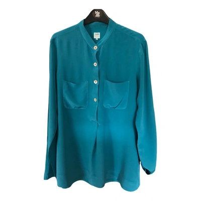 Pre-owned Caliban Silk Blouse In Turquoise