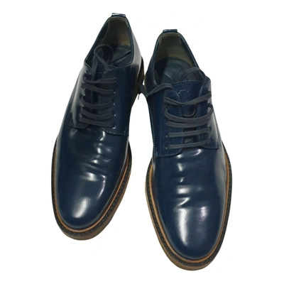 Pre-owned Fendi Leather Lace Ups In Blue