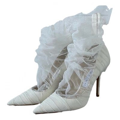 Pre-owned Jimmy Choo Cloth Ankle Boots In White