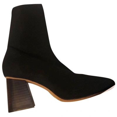 Pre-owned Celine Cloth Ankle Boots In Black