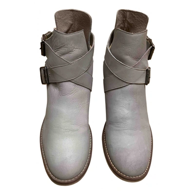 Pre-owned Steve Madden Leather Boots In Grey
