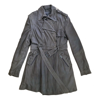 Pre-owned Muubaa Leather Trench Coat In Brown