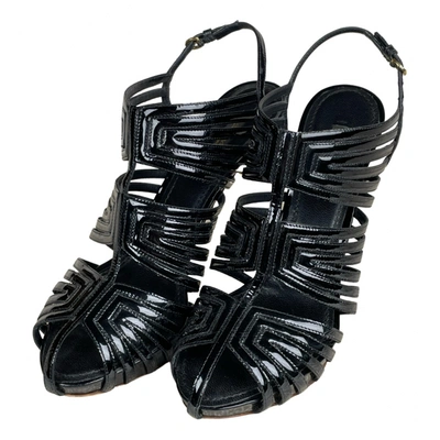 Pre-owned Louis Vuitton Patent Leather Sandals In Black