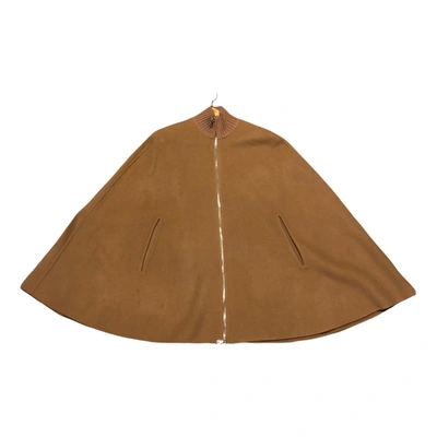 Pre-owned Sandro Wool Poncho In Camel