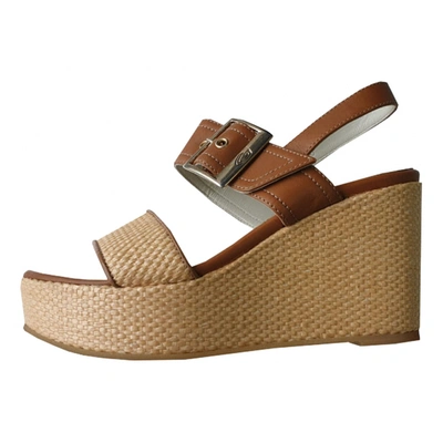 Pre-owned Alberto Guardiani Leather Sandals In Brown