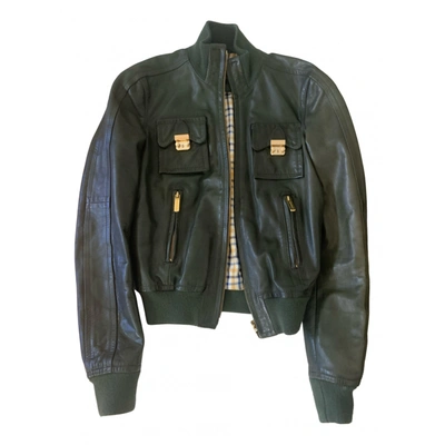 Pre-owned Dsquared2 Leather Biker Jacket In Green