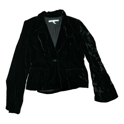 Pre-owned Diane Von Furstenberg Velvet Short Vest In Black
