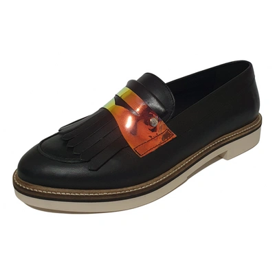 Pre-owned Tommy Hilfiger Leather Flats In Black