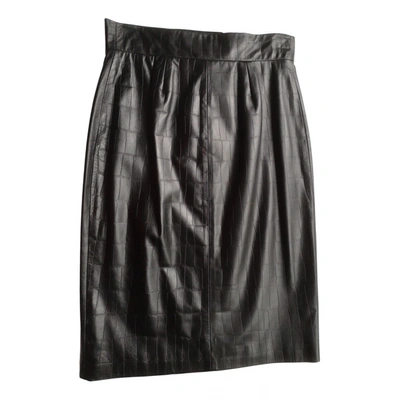 Pre-owned Ralph Lauren Leather Skirt In Black
