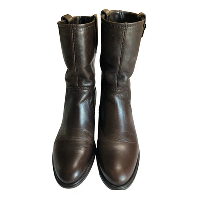 Pre-owned Carshoe Leather Ankle Boots In Brown