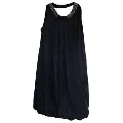 Pre-owned Massimo Dutti Silk Mini Dress In Black