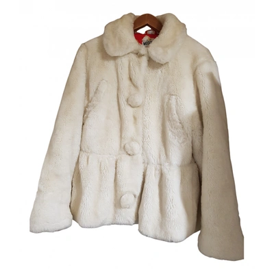 Pre-owned Moschino Faux Fur Coat In White