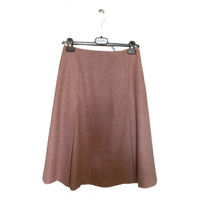 Pre-owned Max Mara Wool Mid-length Skirt In Pink