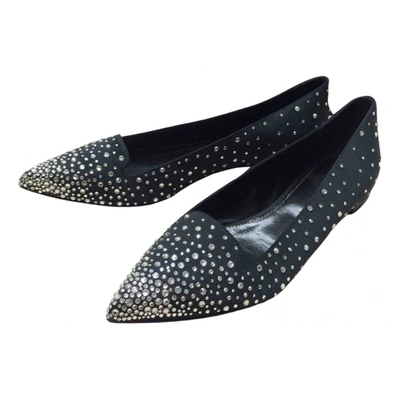 Pre-owned Sergio Rossi Cloth Flats In Black