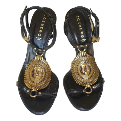 Pre-owned Iceberg Leather Sandals In Black