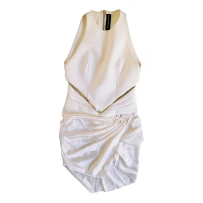 Pre-owned Alexandre Vauthier Silk Mini Dress In Ecru