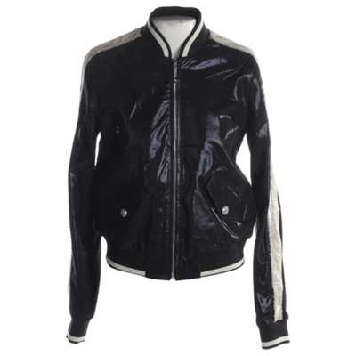 Pre-owned Just Cavalli Leather Biker Jacket In Blue