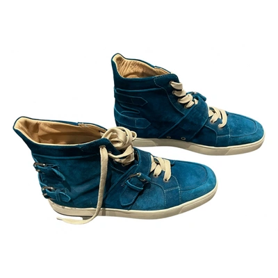 Pre-owned Christian Louboutin High Trainers In Blue