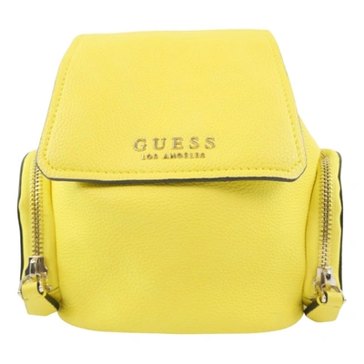 Pre-owned Guess Leather Backpack In Yellow