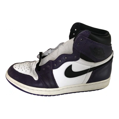 Pre-owned Jordan 1 Leather High Trainers In Purple