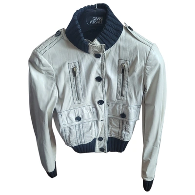 Pre-owned Gucci Leather Biker Jacket In White
