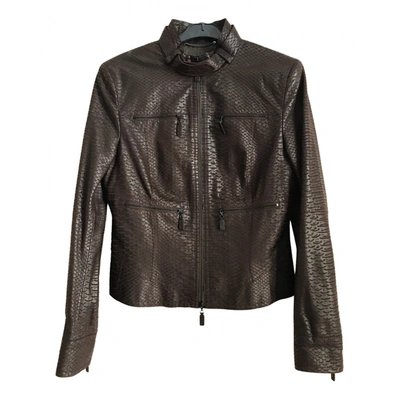 Pre-owned Escada Leather Jacket In Brown