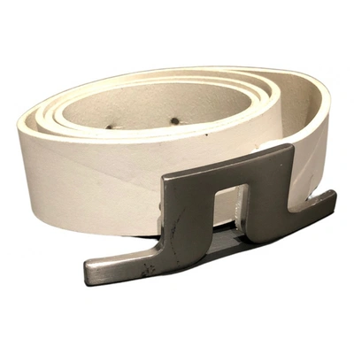 Pre-owned J. Lindeberg Leather Belt In White