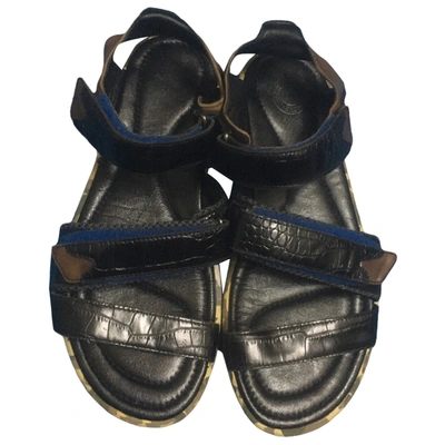 Pre-owned Dries Van Noten Leather Sandals In Black