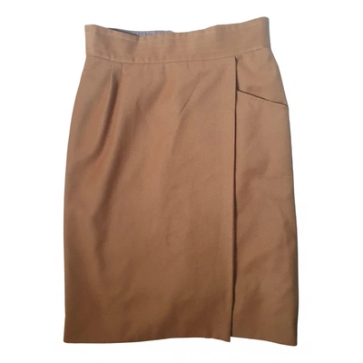 Pre-owned Pierre Cardin Wool Mid-length Skirt In Beige