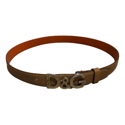 Pre-owned D&g Leather Belt In Beige