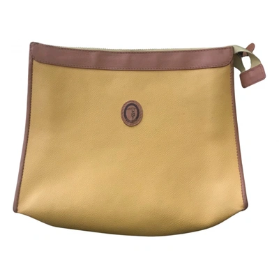 Pre-owned Trussardi Leather Clutch Bag In Yellow